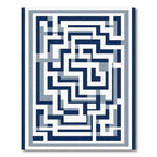 Navy Blue Geometric Maze Layers Rug