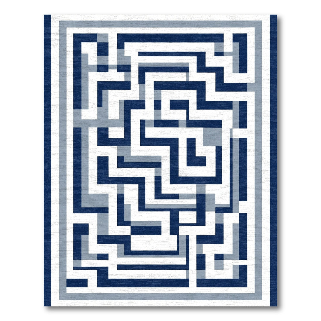 Navy Blue Geometric Maze Layers Rug