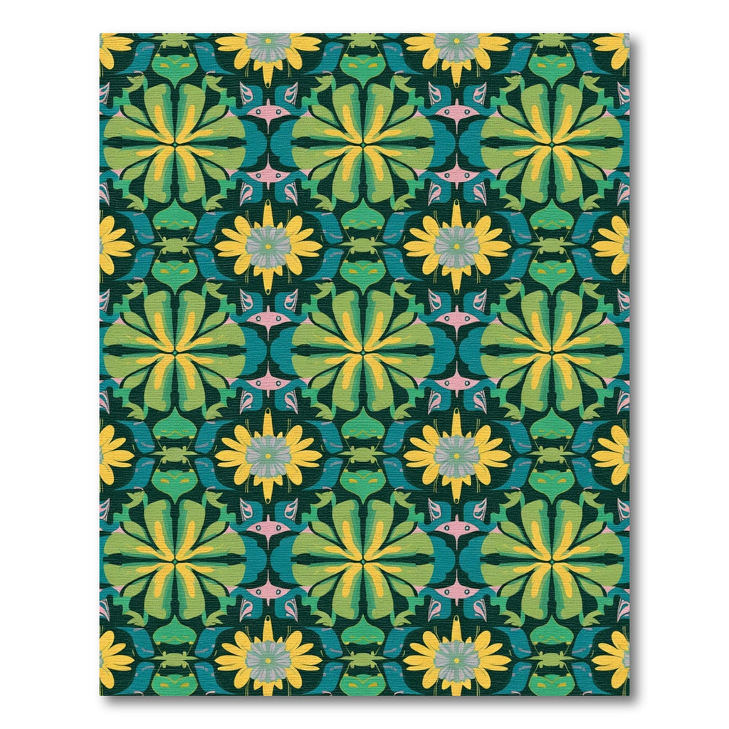 Emerald Yellow Floral Abstraction Rug