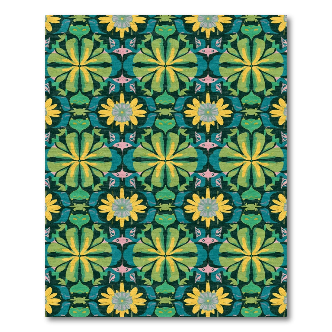Emerald Yellow Floral Abstraction Rug