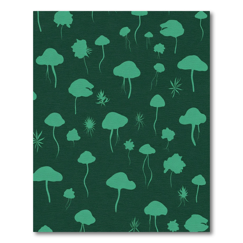 Teal Mushroom Forest Silhouette Rug