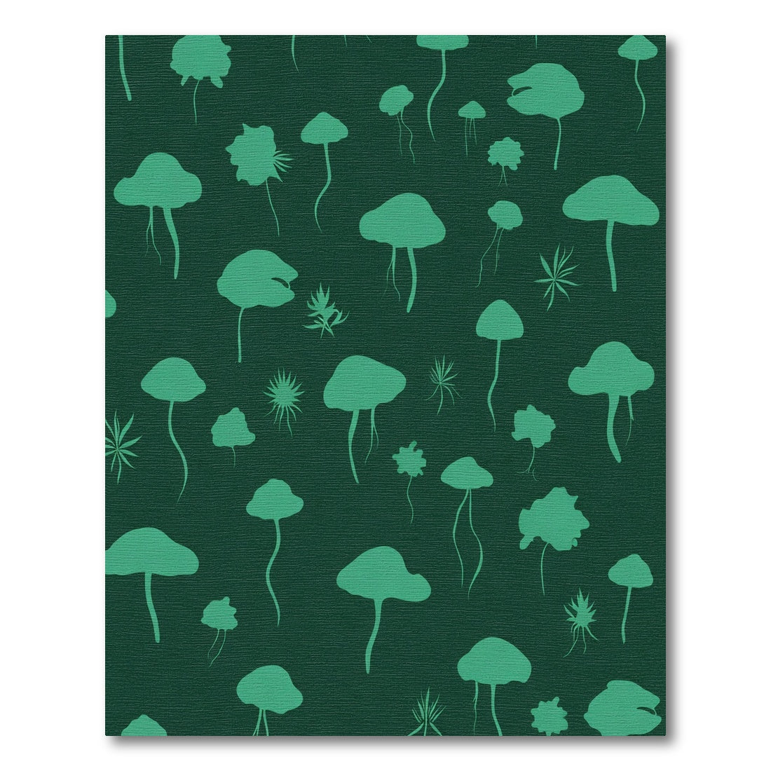 Teal Mushroom Forest Silhouette Rug