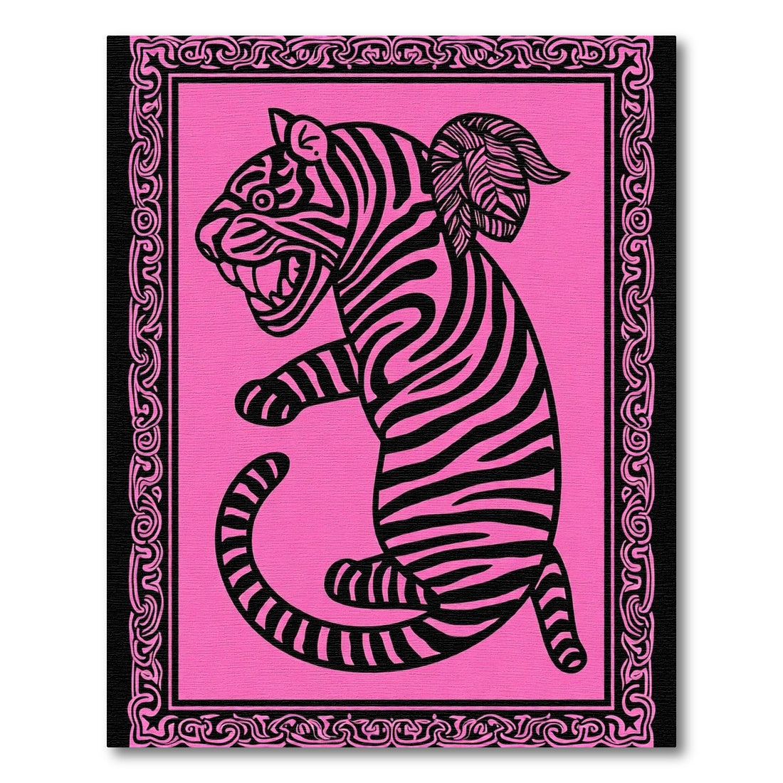 Bold Pink Tiger Art Rug