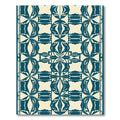 Art Deco Teal Abstract Floral Rectangles Rug