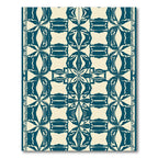 Art Deco Teal Abstract Floral Rectangles Rug
