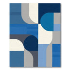 Abstract Blue Geometric Curves Rug