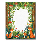 Whimsical Woodland Foxes Mushroom Border Rug