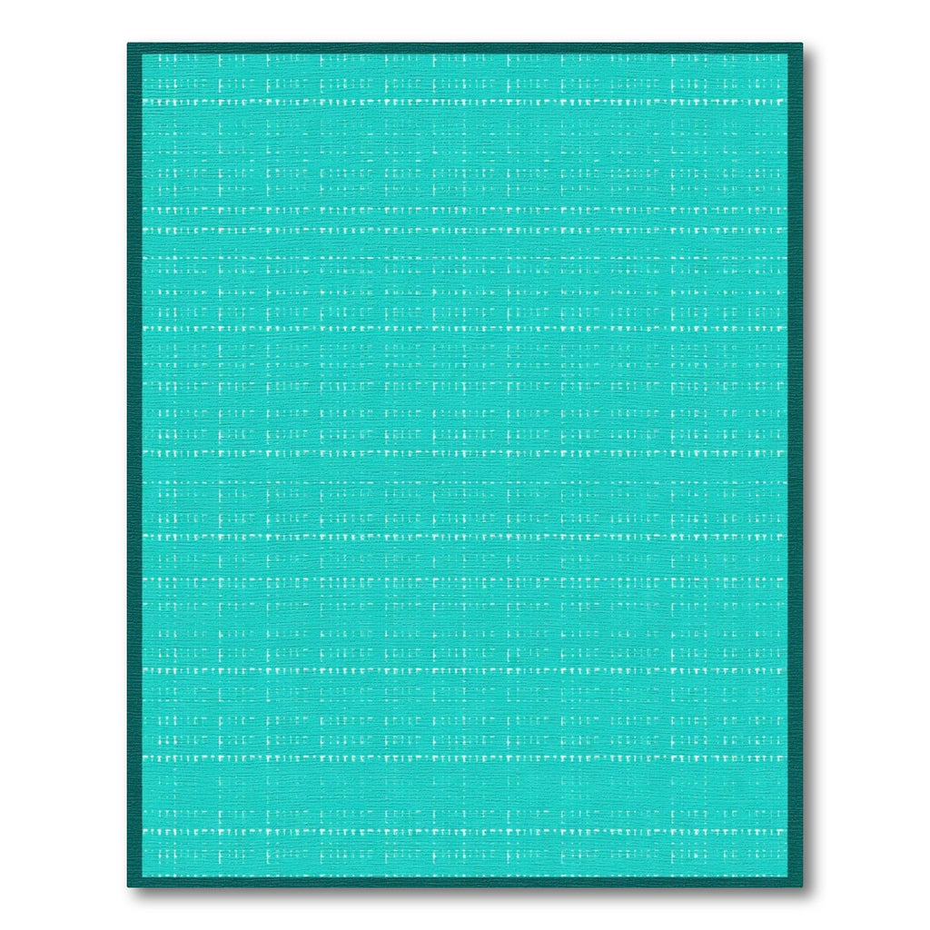 Aqua White Linear Grid Overlay Rug