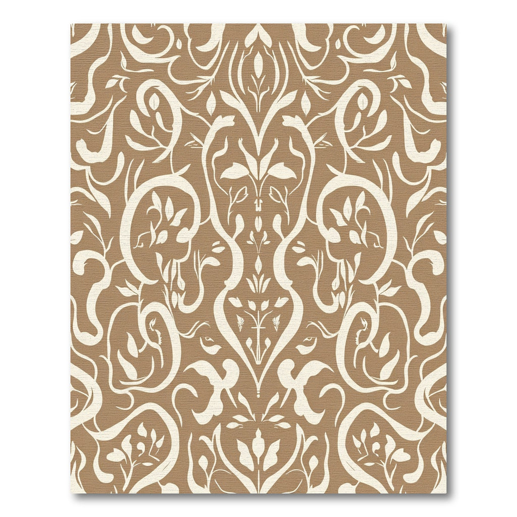 Ivory Brown Stylized Damask Flora Rug