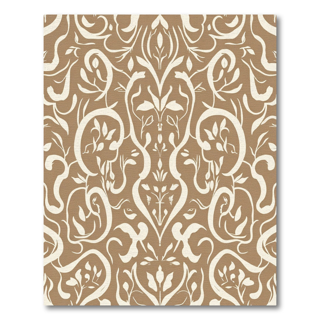 Ivory Brown Stylized Damask Flora Rug