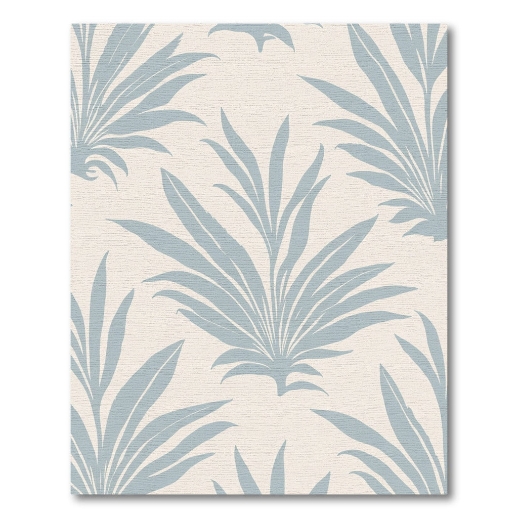 Pale Blue Tropical Leaf Cluster Rug