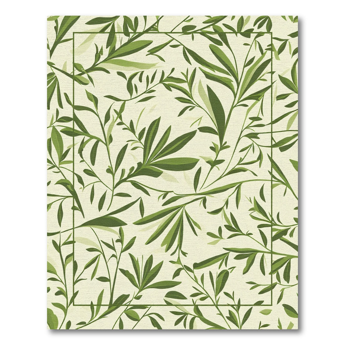 Botanical Green Leaf Vine Harmony Rug