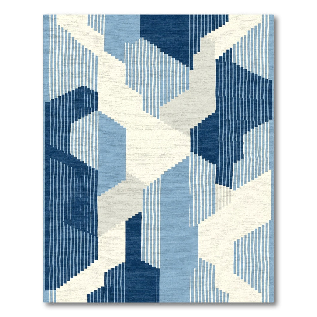 Indigo Blue Geometric Stacked Forms Rug