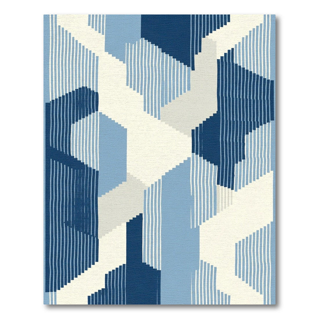 Indigo Blue Geometric Stacked Forms Rug