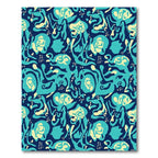 Abstract Teal Cream Organic Flow Rug