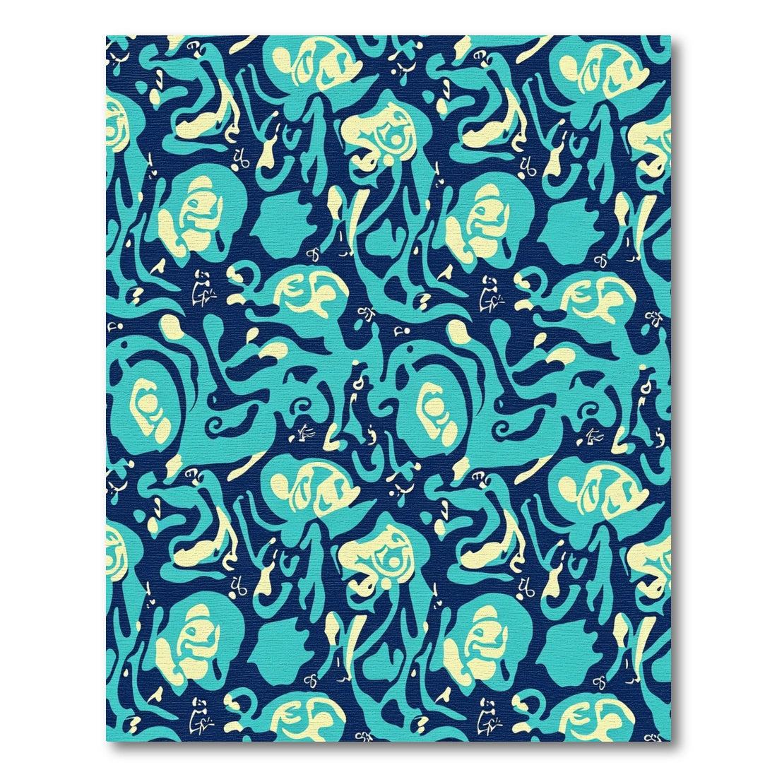 Abstract Teal Cream Organic Flow Rug
