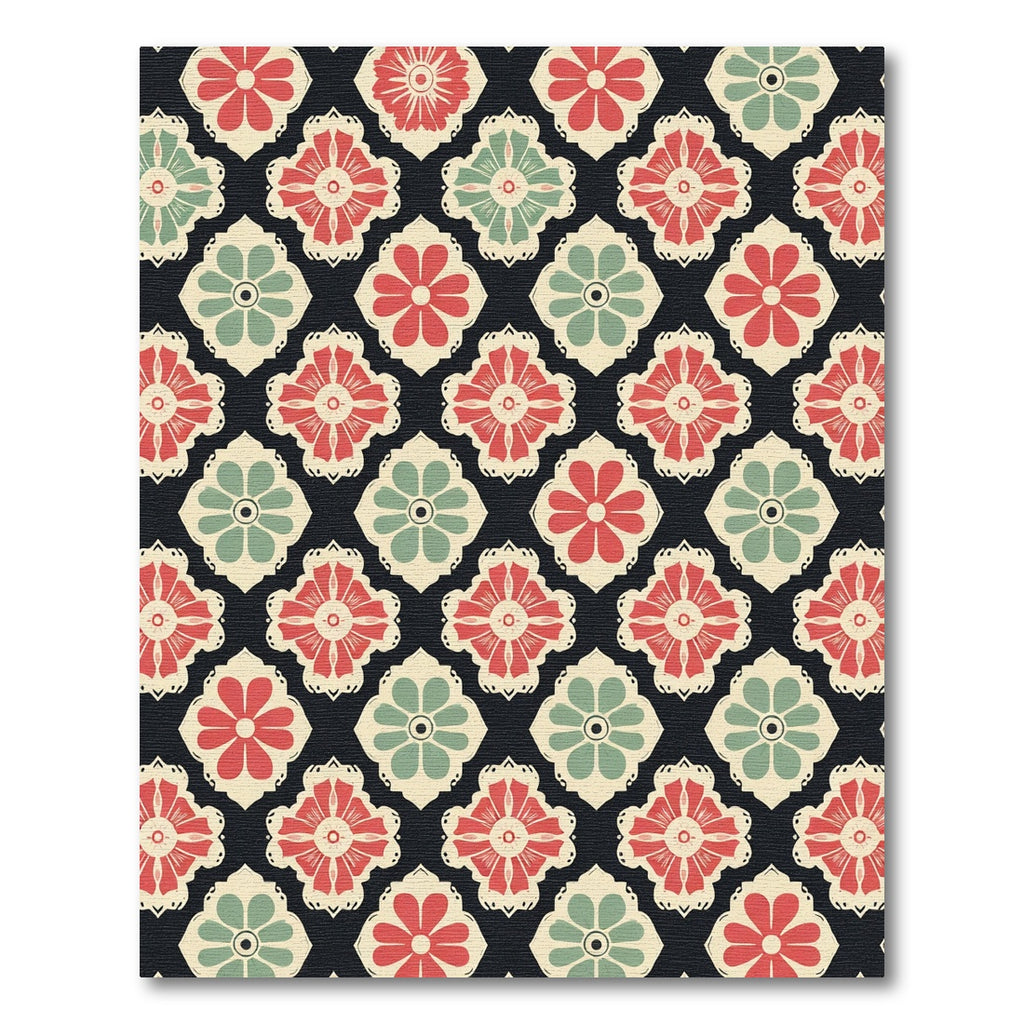 Retro Floral Quatrefoil Medallion Accent Rug