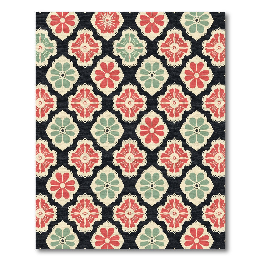 Retro Floral Quatrefoil Medallion Accent Rug
