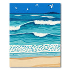 Ocean Waves Blue Sky Seagulls Rug