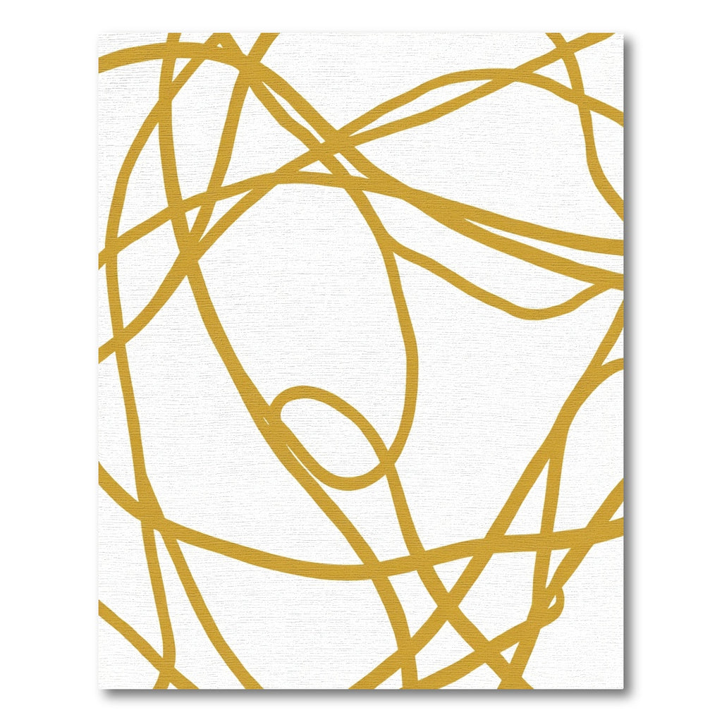 Golden Abstract Continuous Line Rug