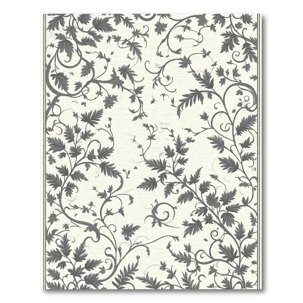 Vintage Gray Leafy Vine Swirl Rug