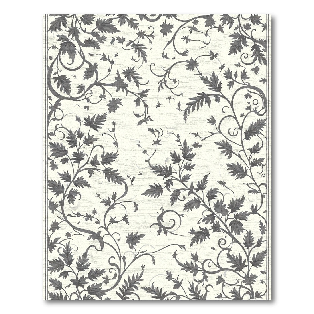 Vintage Gray Leafy Vine Swirl Rug