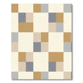 Warm Neutral Toned Geometric Squares Rug