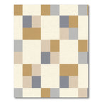 Warm Neutral Toned Geometric Squares Rug