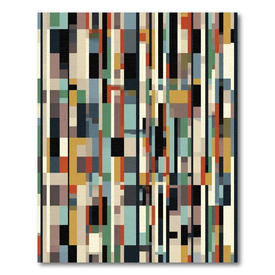 Abstract Eclectic Geometric Stripe Rug