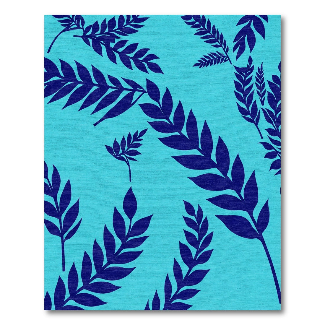 Deep Blue Fern Foliage Background Rug