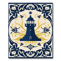 Naval Blue Yellow Lighthouse Motif Rug
