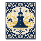 Naval Blue Yellow Lighthouse Motif Rug