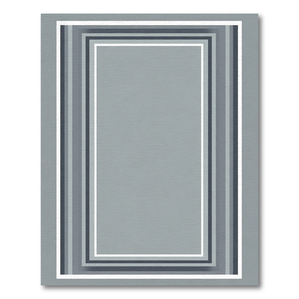 Cool Gray Concentric Stripe Border Rug
