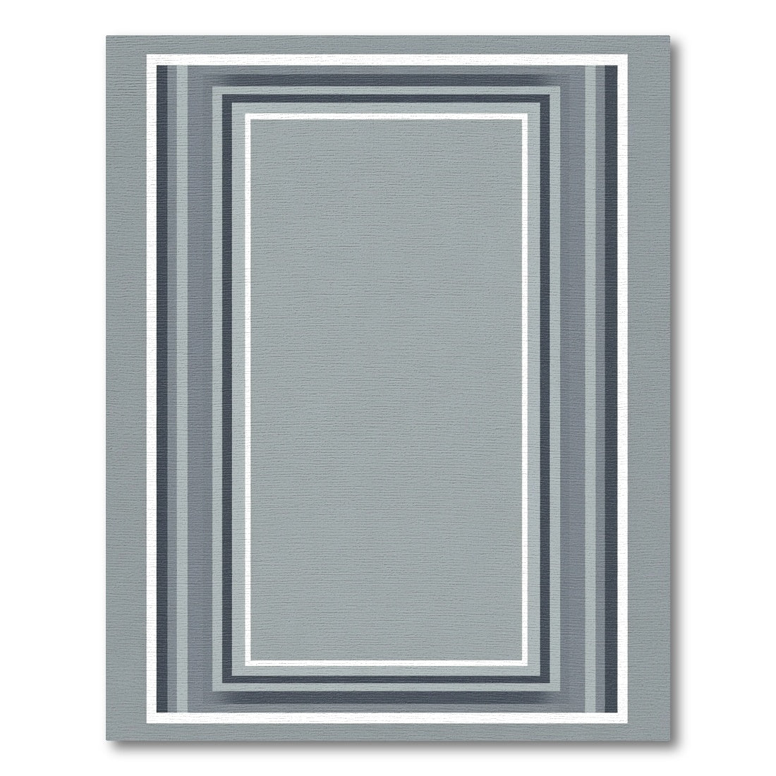 Cool Gray Concentric Stripe Border Rug