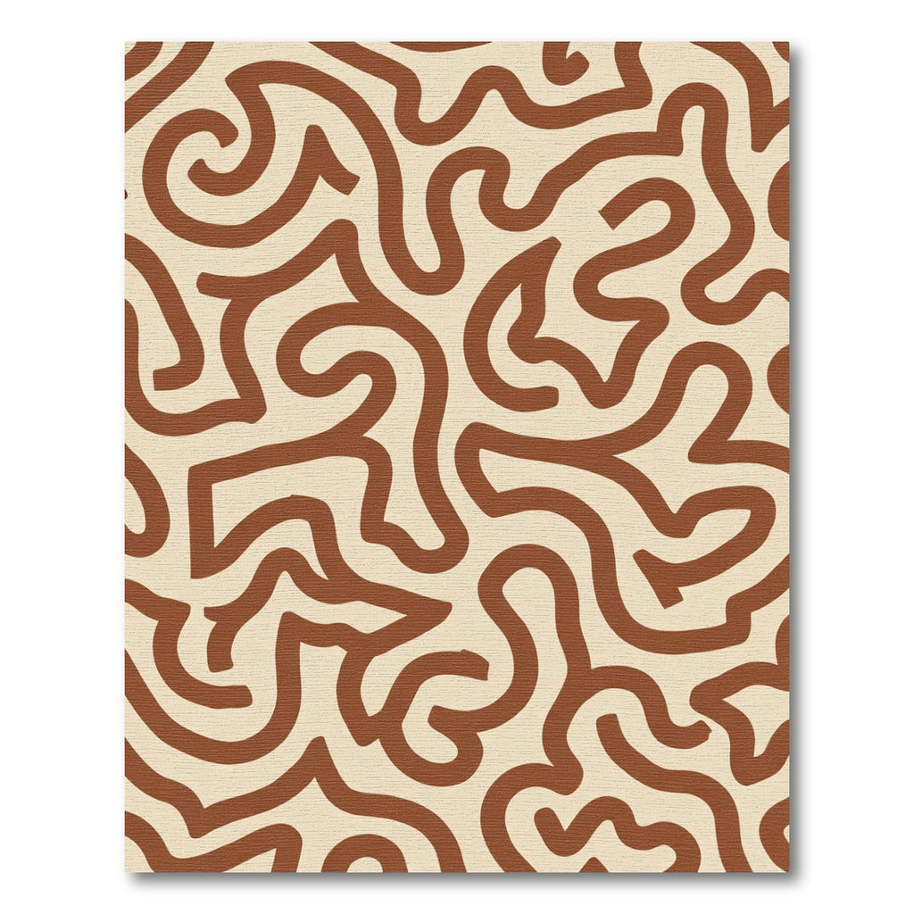 Earthy Brown Abstract Continuous Line Rug