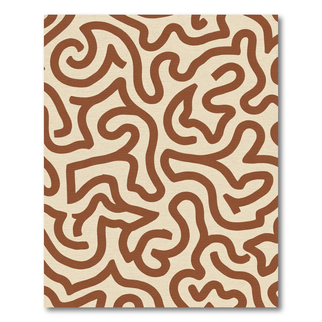 Earthy Brown Abstract Continuous Line Rug
