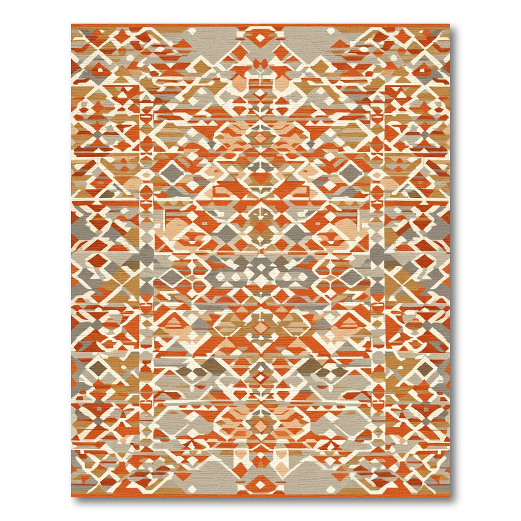 Earth Orange Geometric Diamond Rug
