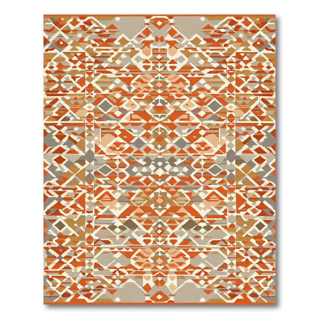Earth Orange Geometric Diamond Rug