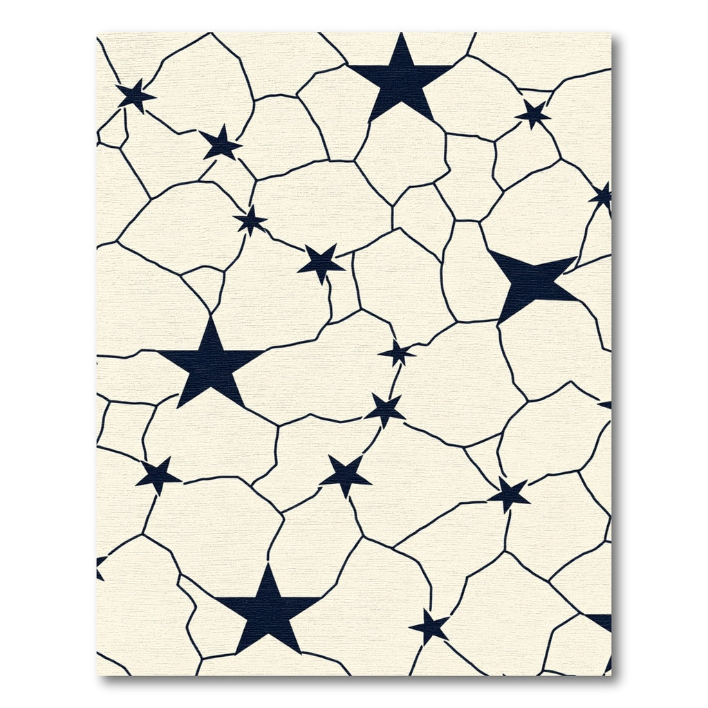 Navy Stars Cream Cracked Texture Rug