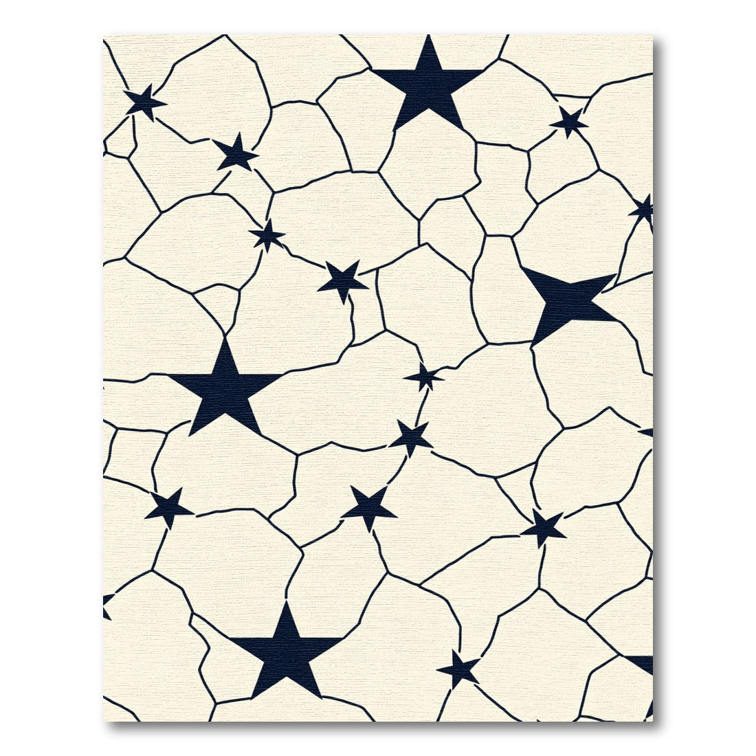 Navy Stars Cream Cracked Texture Rug