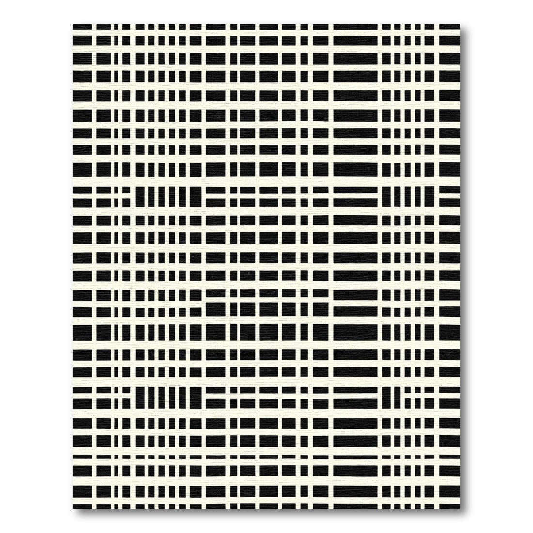 Black and Cream Grid Rectangles Rug