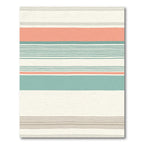 Coral Teal Cream Horizontal Stripe Rug