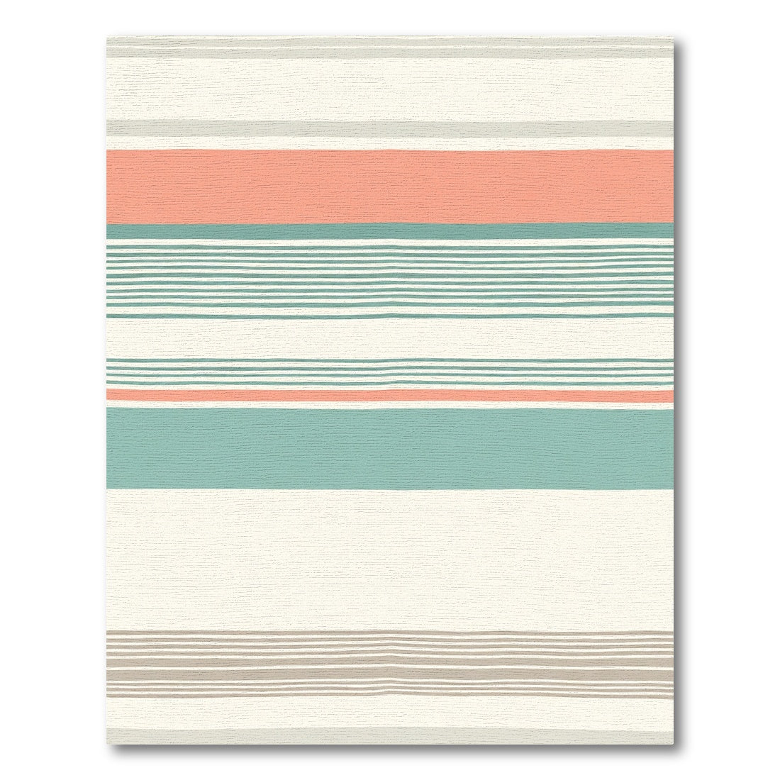 Coral Teal Cream Horizontal Stripe Rug