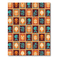 Earthy Orange Teal Tribal Grid Rug