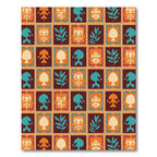 Earthy Orange Teal Tribal Grid Rug