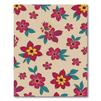Crimson Yellow Floral Leaf Arrangement Rug