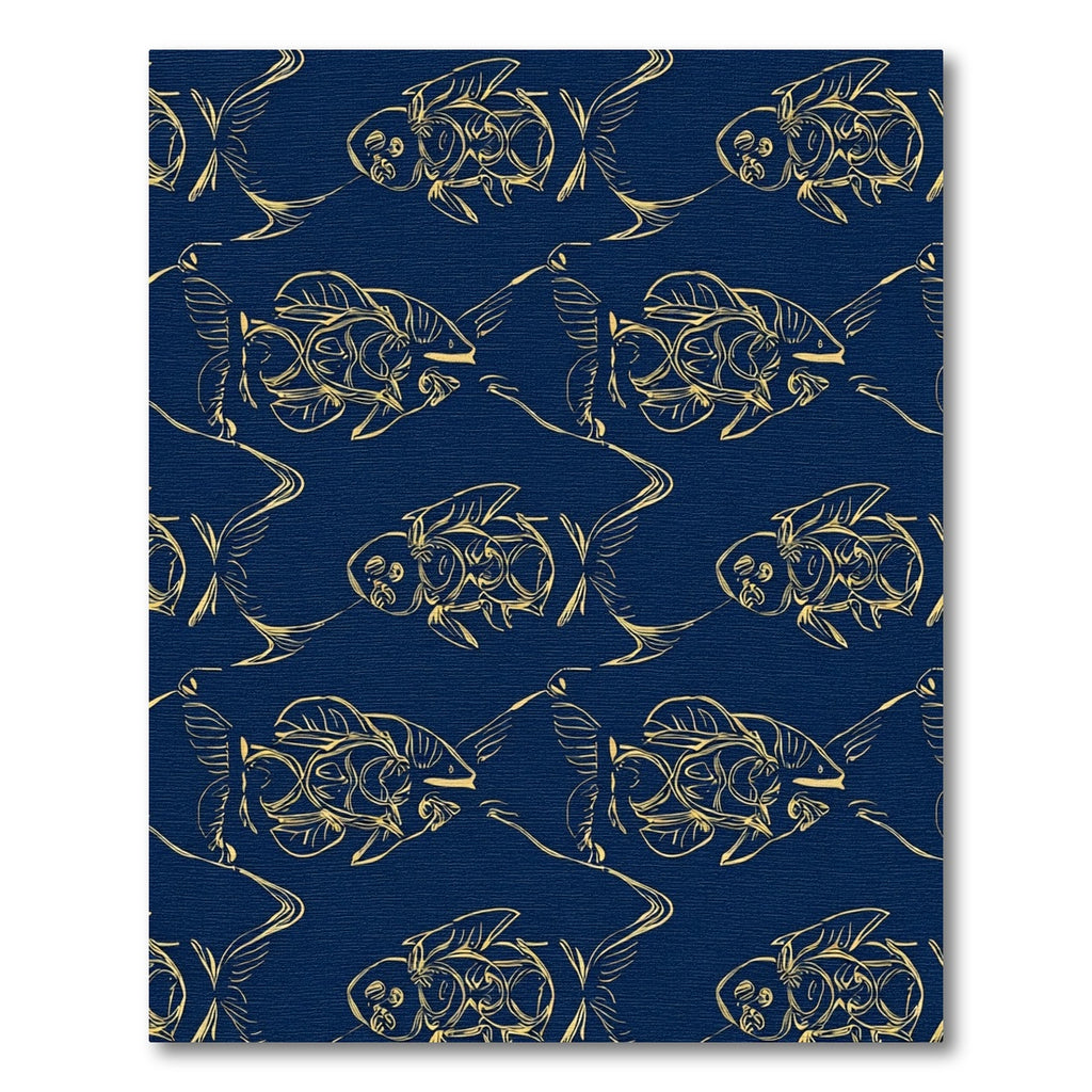 Golden Fish On Deep Blue Ocean Rug