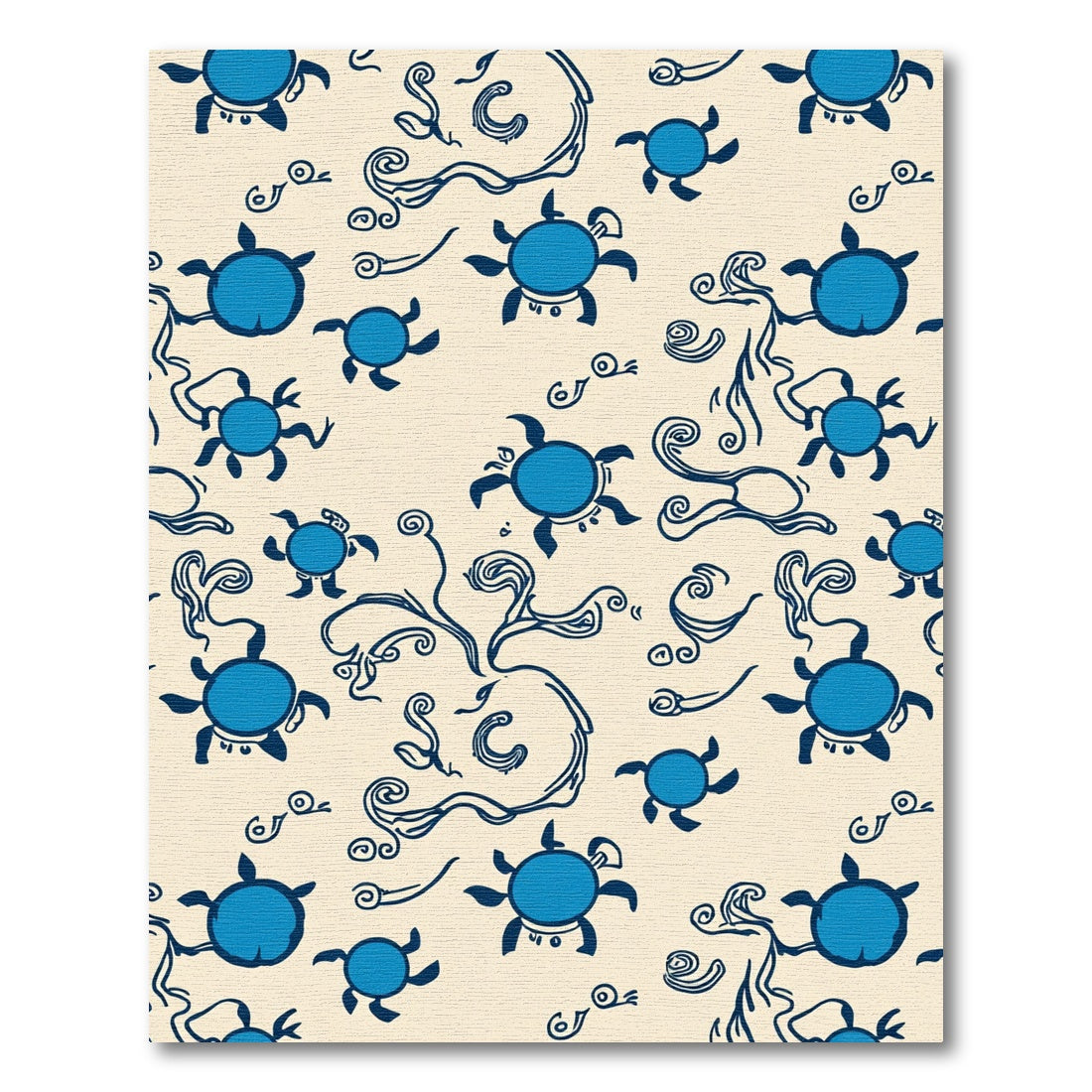 Blue Turtle Swirl Cream Background Rug