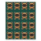 Cute Tan Pug Pattern Emerald Background Rug