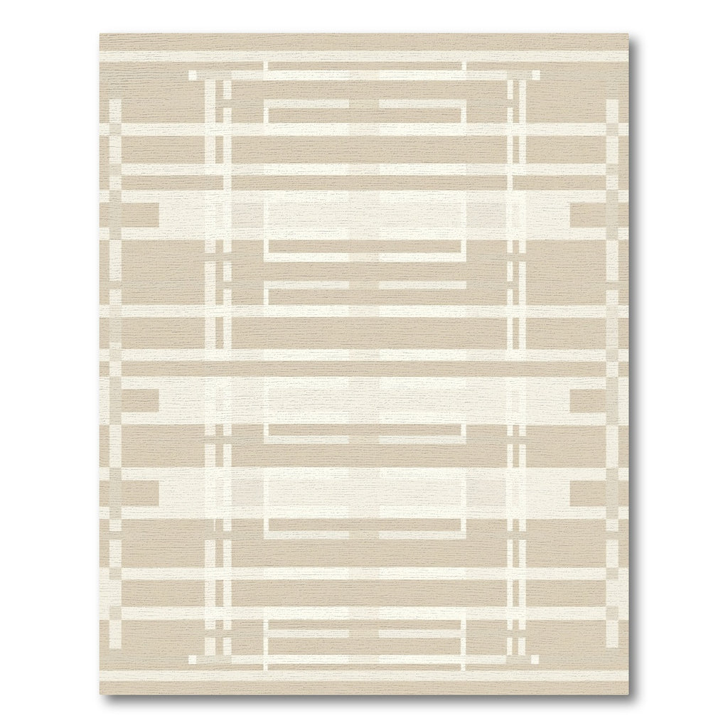 Geometric Neutral Stripe Overlay Rug